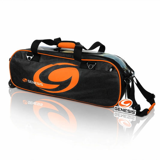 Bolso Bowling 3 Bolas con Ruedas Clear Panel Negro/Naranja