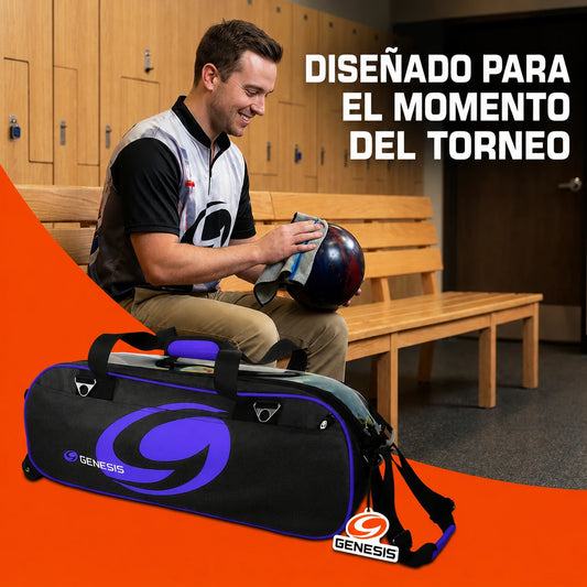 Bolso Bowling 3 Bolas con Ruedas Clear Panel  Negro/Azul