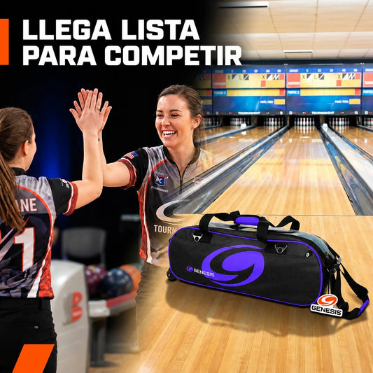Bolso Bowling 3 Bolas con Ruedas Clear Panel Negro/Naranja