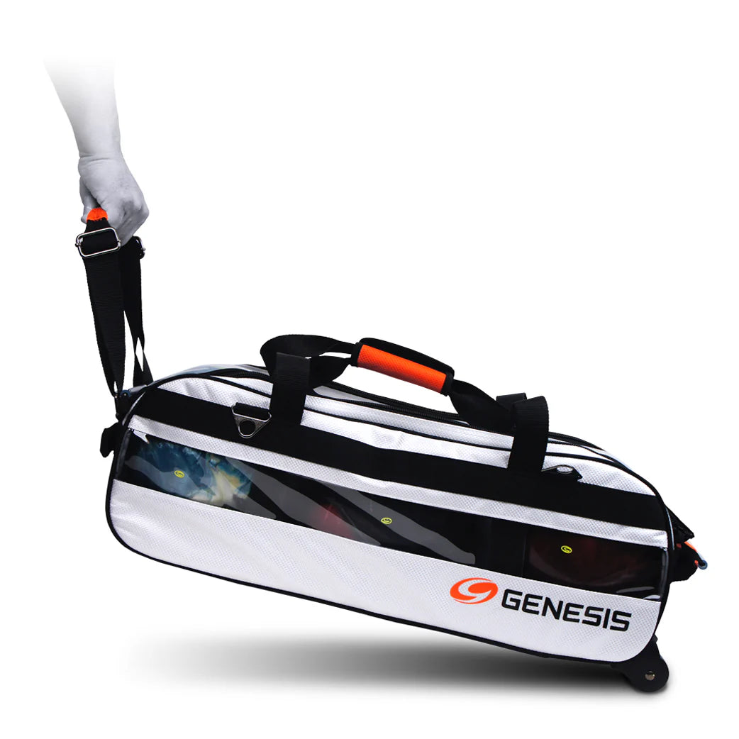 Bolso Bowling 3 Bolas con Ruedas Clear Panel Negro/Naranja