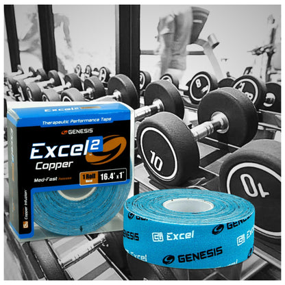 Banda Kinesiologica Excel Copper No.2 - 2,5 cm x 5 mts Azul - U - Turn Sport Goods S.L.