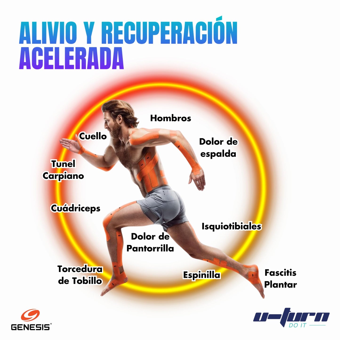 Banda Kinesiologica Excel Copper No.2 - 2,5 cm x 5 mts Azul - U - Turn Sport Goods S.L.