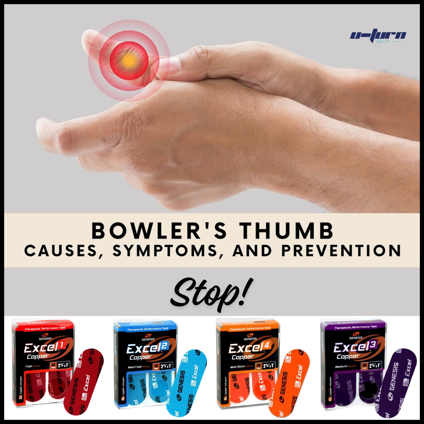 Cinta de Proteccion del Pulgar, Excel Copper No.2 - U - Turn Sport Goods S.L.