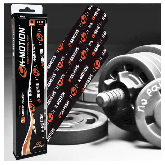 cintas kinesiologicas k.motion, pre-cortadas, color negro, 20 und. u-turn sport