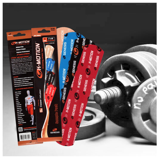 cintas kinesiologicas k.motion, pre-cortadas, 4 surtidas, u-turn sport 