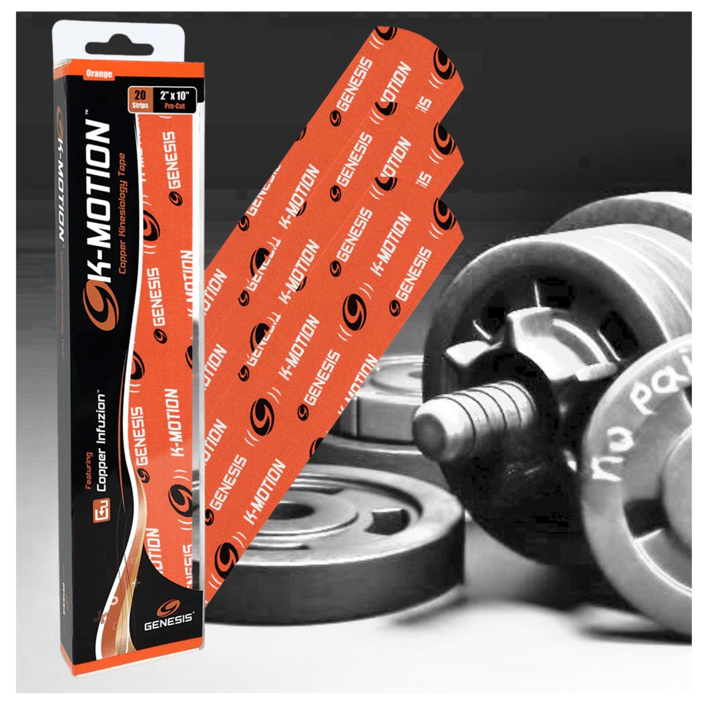 Cintas Kinesiologicas K.Motion, Pre - Cortadas Naranja 20 Und. - U - Turn Sport Goods S.L.