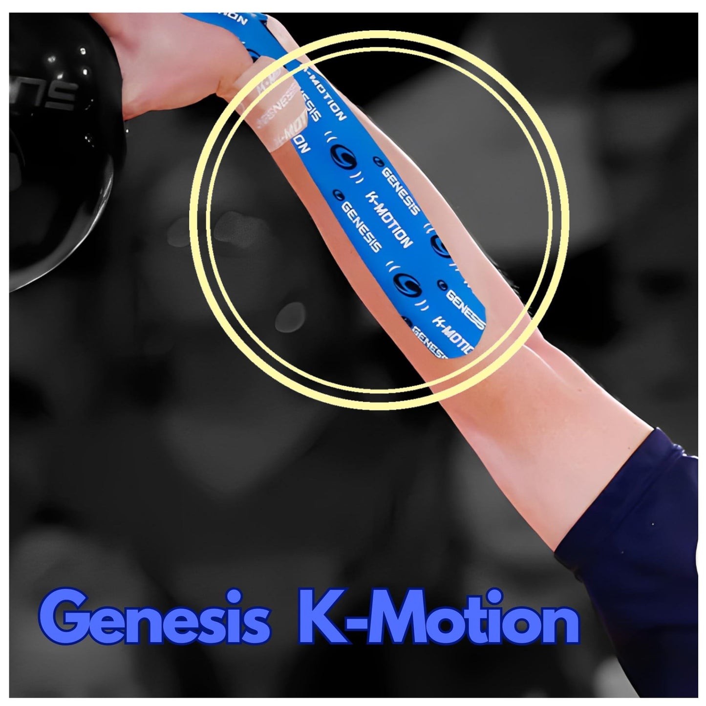 brazo cintas kinesiologicas k.motion, pre-cortadas azul.