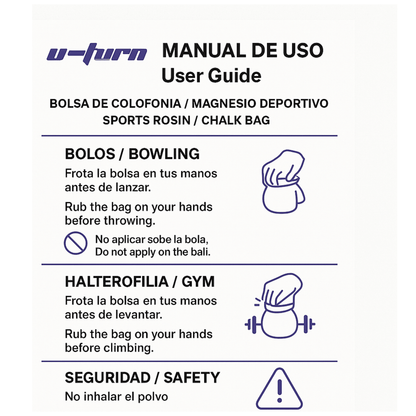 manual de uso, bolsas sport chalk antideslizante, u-turn sport