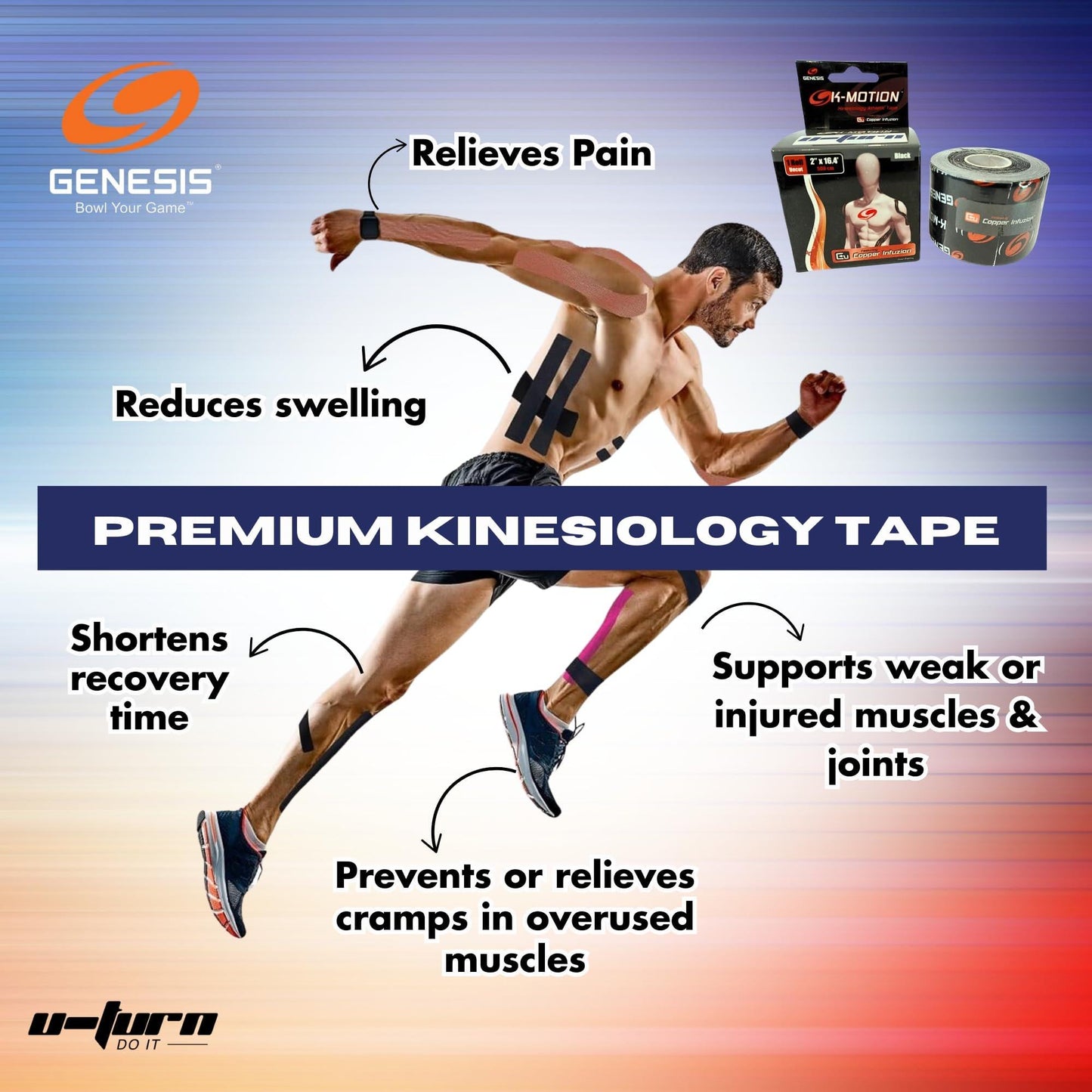 cintas kinesiologicas k.motion pre-cortadas multiples aplicaciones.