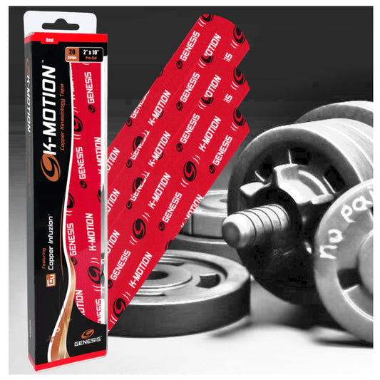 cintas kinesiologicas k.motion, pre-cortadas, color rojas, 20 und. u-turn sport