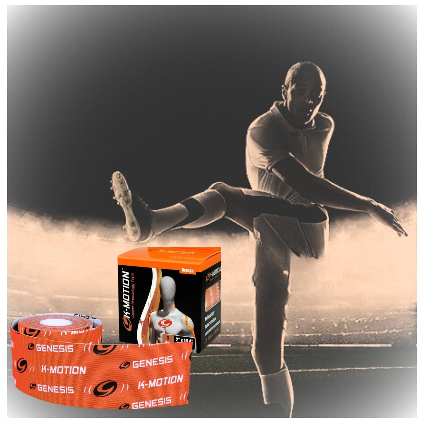 rollo cinta kinesiologica k-roll  infusion cobre naranja. 