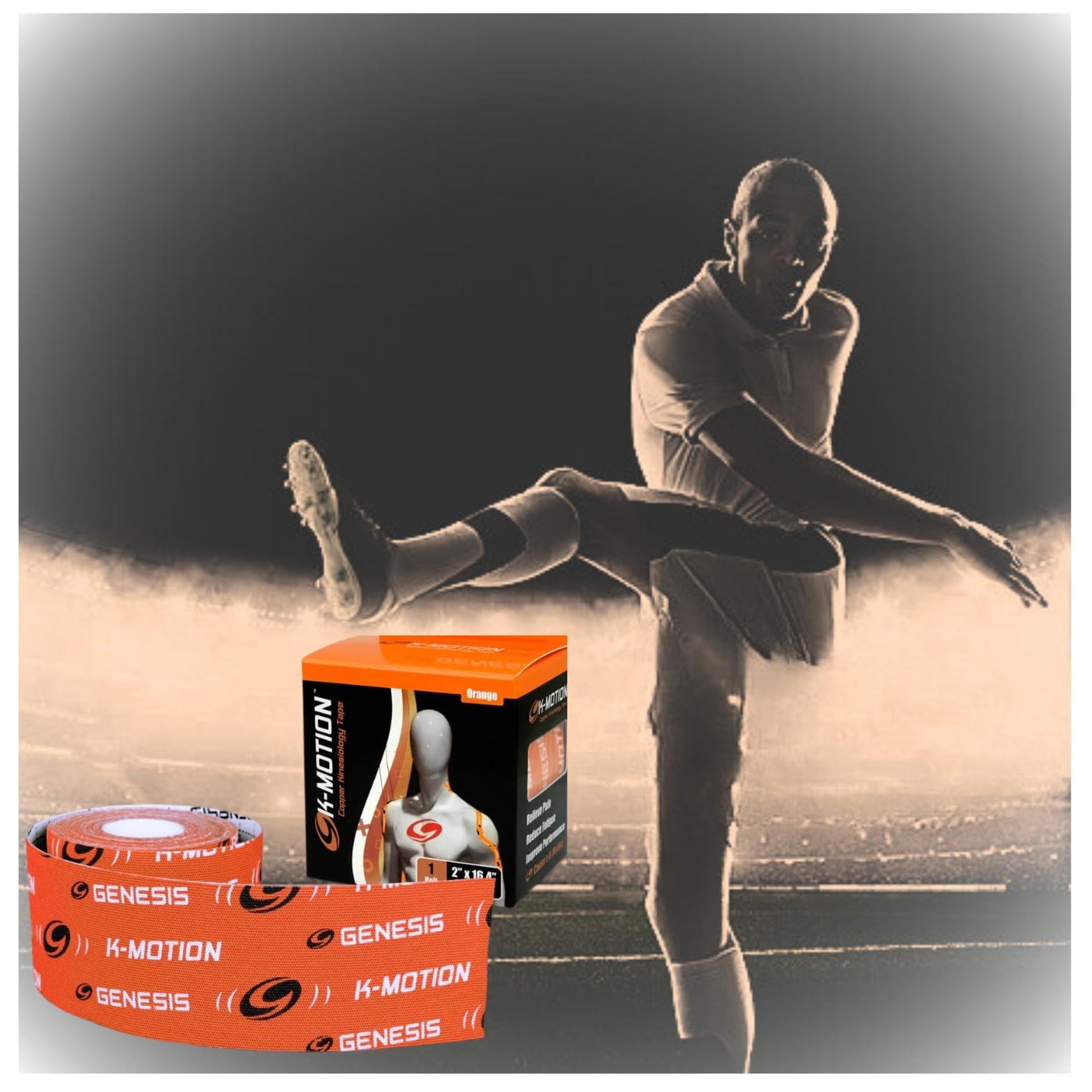 rollo cinta kinesiologica k-roll  infusion cobre naranja. 