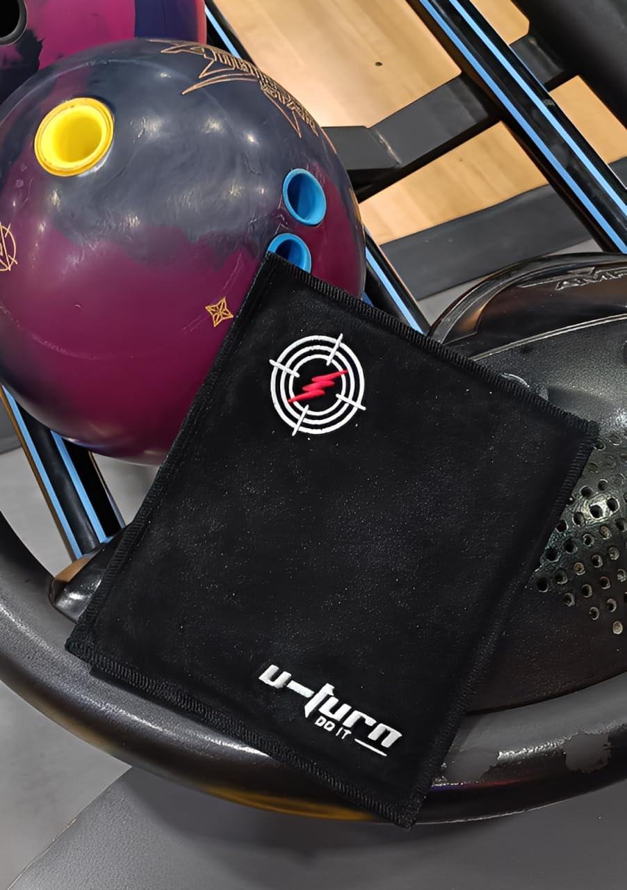 paño shammy negro u-turn de cuero de búfalo para mantenimiento profesional de bolas de bowling.